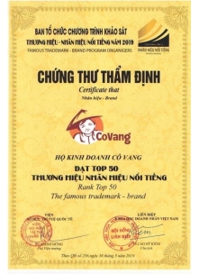 Chứng nhận và sự công nhận Top 50 Thương hiệu nổi tiếng 2019